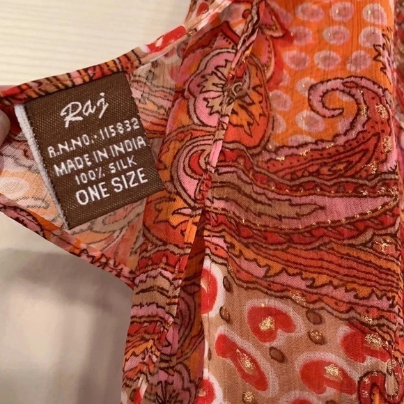 Raj Silk Scarf Orange/Pink - Picture 3 of 5